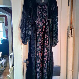 Lip Service Dress Large Black and Purple Lace Witchy Gothic Renaissance Dress